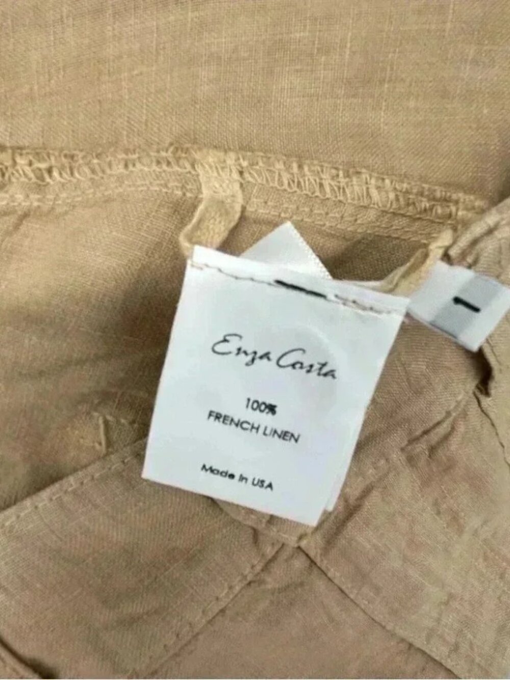 Enza Costa French Linen Wide Leg Trouser Pants 1 Oat Milk NWOT - Picture 10 of 10